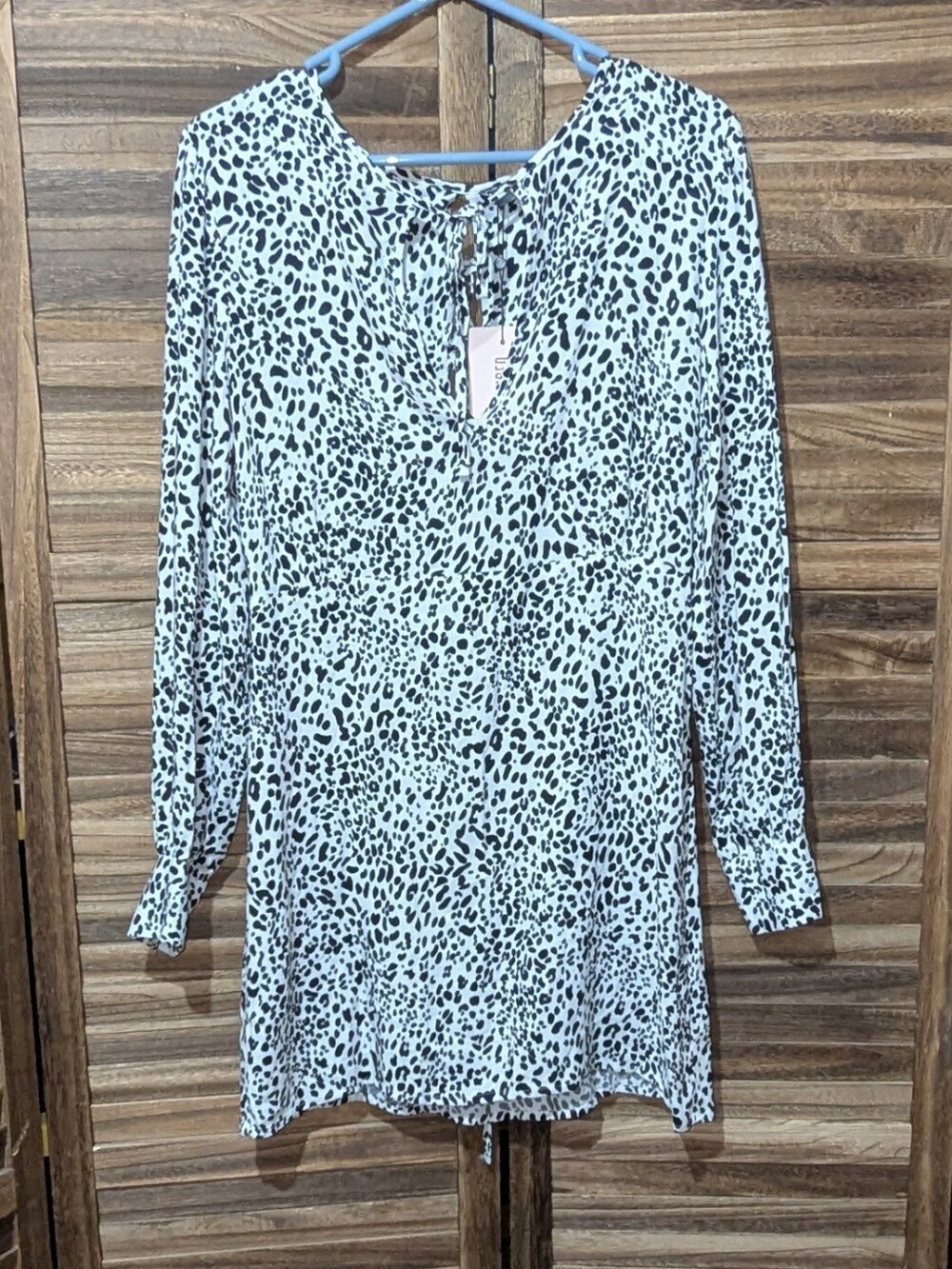 NWT Missguided Dalmatian Print Tie-Neck Mini Dress